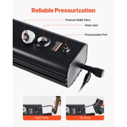 Kattotelineeseen asennettava alumiininen vesitankki 17 L paineliitännällä teleskooppiletkulla roiskesuojilla T-urakiinnityksellä