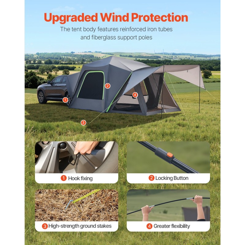 SUV teltta 305x310x230cm kaksikerroksinen vedenpitävä 5–8 henkilölle