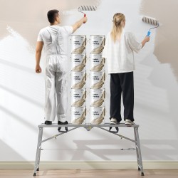 Taittuva työskentelyalusta galvanoidusta teräksestä neljäportainen 700–1150 mm 360 kg liukumattomat kumijalat