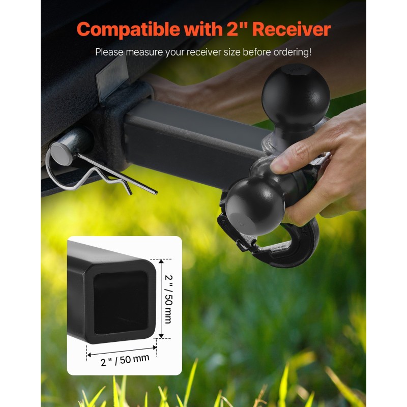 Kolmoiskuulakytkin hiiliteräksinen pulverimaalattu 2 tuuman vastaanottimelle 4535 kg vetokyky