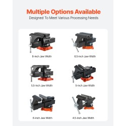 Penkkipuristin pallografiittivalurauta runko hiiliteräsleuat 203 mm leukaleveys 360 astetta kääntyvä jalusta