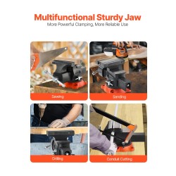 Penkkipuristin 140 mm leukaleveys 360 asteen kääntyvä jalusta sitkeä valurauta kahdensuuntaiset leuat