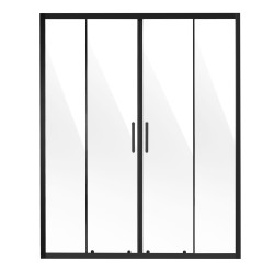 Suihkuovi puolikehyksetön 6 mm karkaistu lasi 1469 1499 x 1778 mm musta teräsvetimet