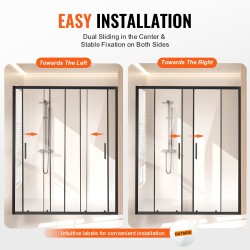 Suihkuovi puolikehyksetön 6 mm karkaistu lasi 1469–1499 x 1778 mm musta teräsvetimet