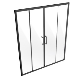 Suihkuovi puolikehyksetön 6 mm karkaistu lasi 1469–1499 x 1778 mm musta teräsvetimet