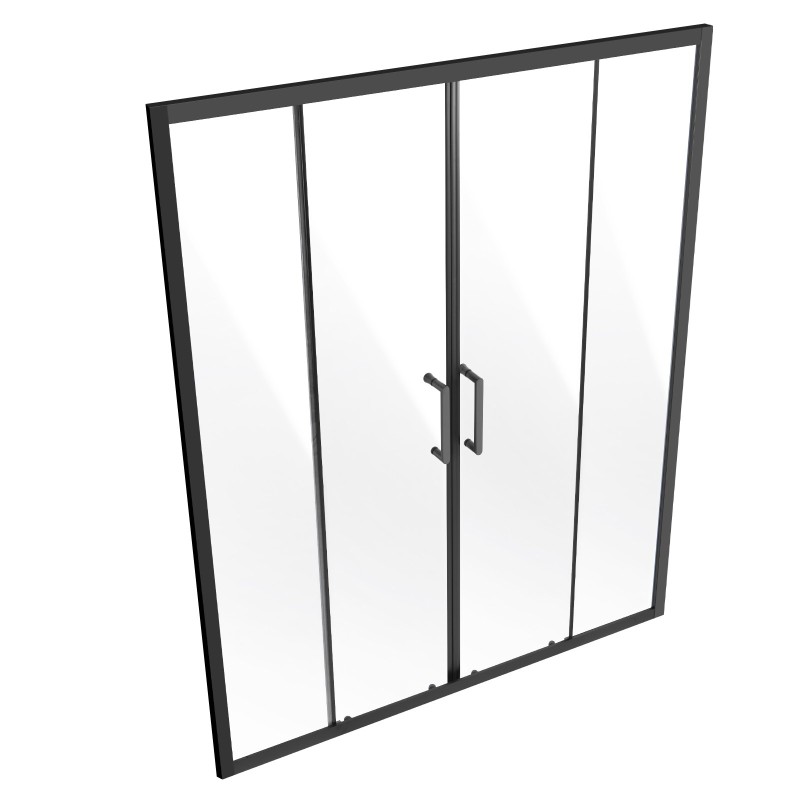 Suihkuovi puolikehyksetön 6 mm karkaistu lasi 1469–1499 x 1778 mm musta teräsvetimet