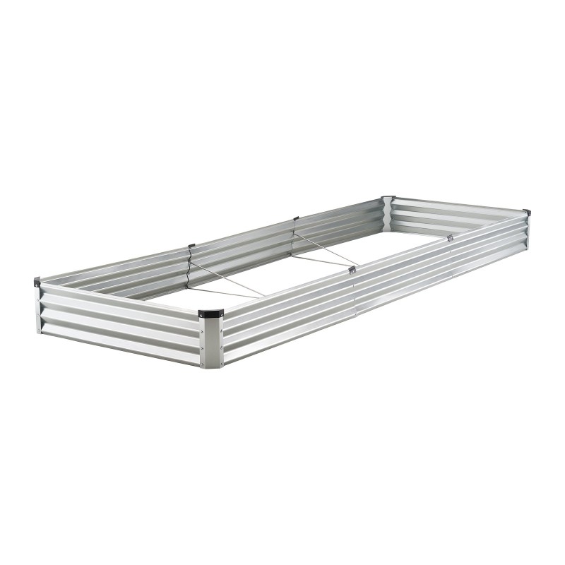 Metallinen kohopenkki 360 x 120 x 27 cm avopohjainen vihanneksille ja kukille