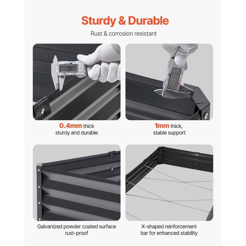 Metallinen korotettu kasvilaatikko alumiini-sinkkipinnoitettu 2395×1200×280 mm avopohjainen tummanharmaa