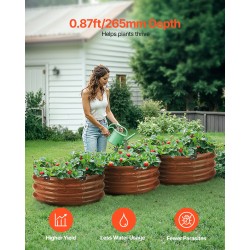 Metallinen kohopenkki aluzinkkipinnoitettu avoin pohja 59 cm halkaisija kasvien kasvattamiseen