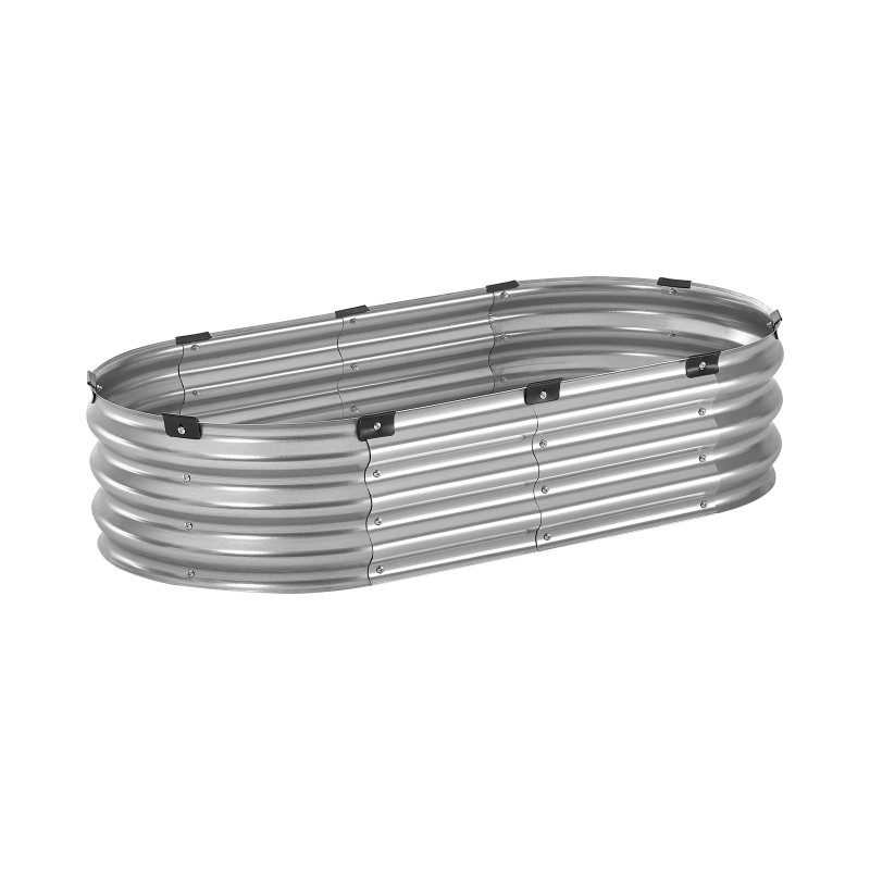 Korotettu kasvatuslaatikko aluzinkkipinnoitettu 1195x585x270 mm avoin pohja hopea