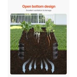 Metallinen korotettu kasvatuslaatikko aluzinkkipinnoitettu teräspaneeli 2390×600×270 mm avopohja tummanharmaa