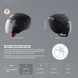 3/4-kasvojen moottoripyöräkypärä ABS-kuori koko S 55–56 cm ECE DOT Bluetooth kaksinkertainen linssi