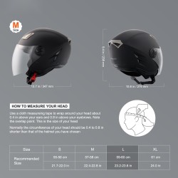 3/4-avokypärä ABS-kuori tiheä sisävuori kaksinkertainen linssi ECE-hyväksytty koko L