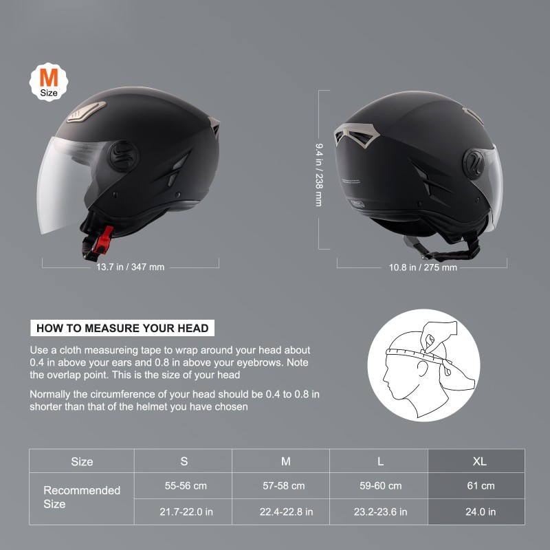 3/4-avokypärä koko XL ABS-kuori ECE-hyväksytty kaksinkertainen visiiri tiheä sisärakenne