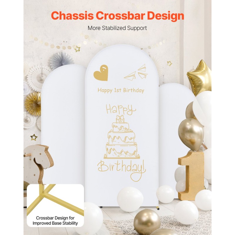 Kupolimainen taustateline 3-osainen teräsrunko kultainen mukana harso helppo koota