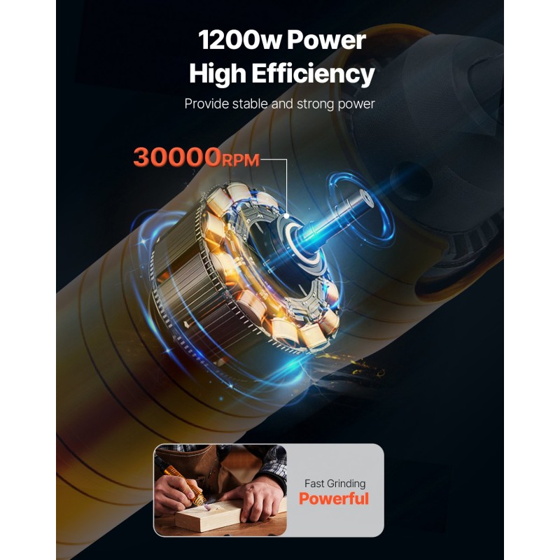 Joustava hiomakone 1200W kuparimoottorilla joustavalla akselilla 31 tarviketta jalkapoljin