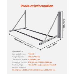 Seinään kiinnitettävä taittuva rengasteline Q235-teräksinen säädettävä 32–48 tuumaa 4 rengasta