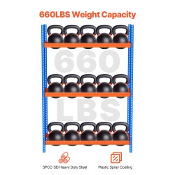 Kolmitasoinen teräsrengashylly 18 vakiokokoiselle renkaalle säädettävillä hyllyillä 300 kilogramman kantavuus