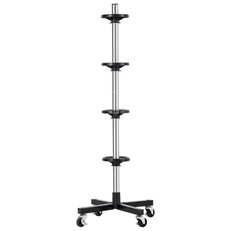 Teräksinen renkaiden säilytysteline pyörillä 4 renkaalle enintään 225 mm kantavuus 100 kg