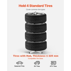 Pystymallinen teräsrengasteline neljälle renkaalle enintään 225 mm leveille 100 kg kantavuus