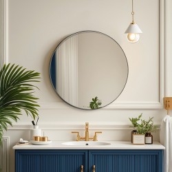 Seinään kiinnitettävä pyöreä 30 tuuman meikkipeili alumiiniseosrungolla huurtumisenestopinnoitteella