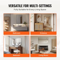 Seinään asennettava meikkipeili alumiiniseoskehys 1016 x 762 mm huurustumaton sirpalesuojattu