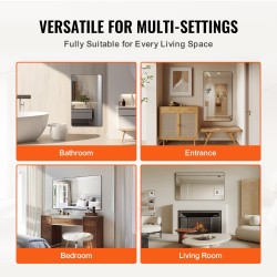 Seinään asennettava meikkipeili 1219 x 762 mm alumiinikehyksellä z-muotoisella kiinnikkeellä