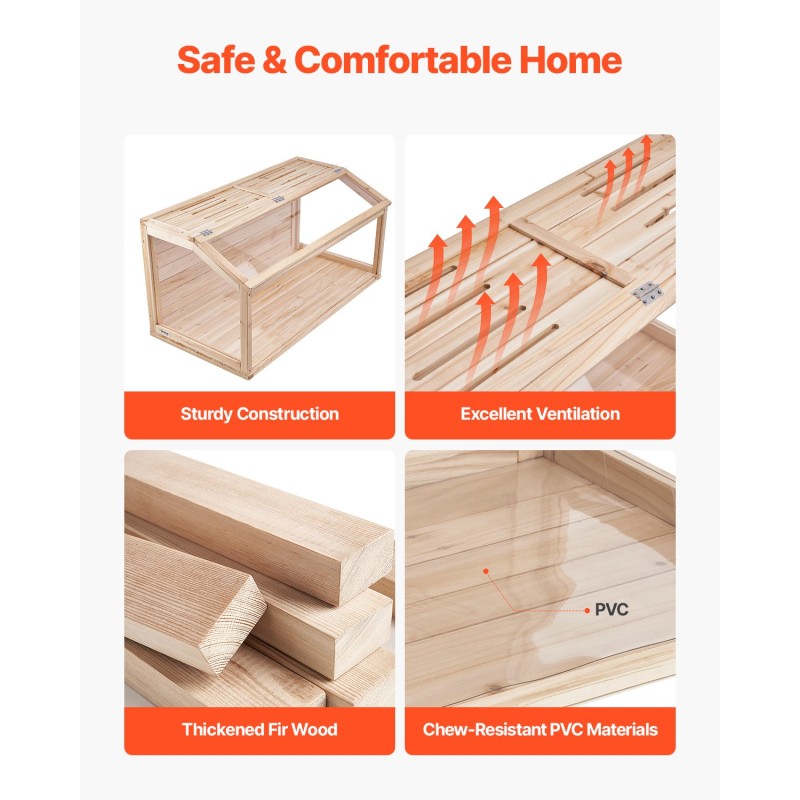 Puinen pieneläinhäkki 101×51×51 cm 270 asteen akryylipaneelit ylösavattava kansi sopii hamstereille