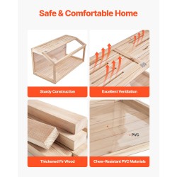 Puinen pieneläinhäkki lehtikuusipuusta akryylisivuilla 81×41×41 cm kääpiöhamstereille yläosa avattava