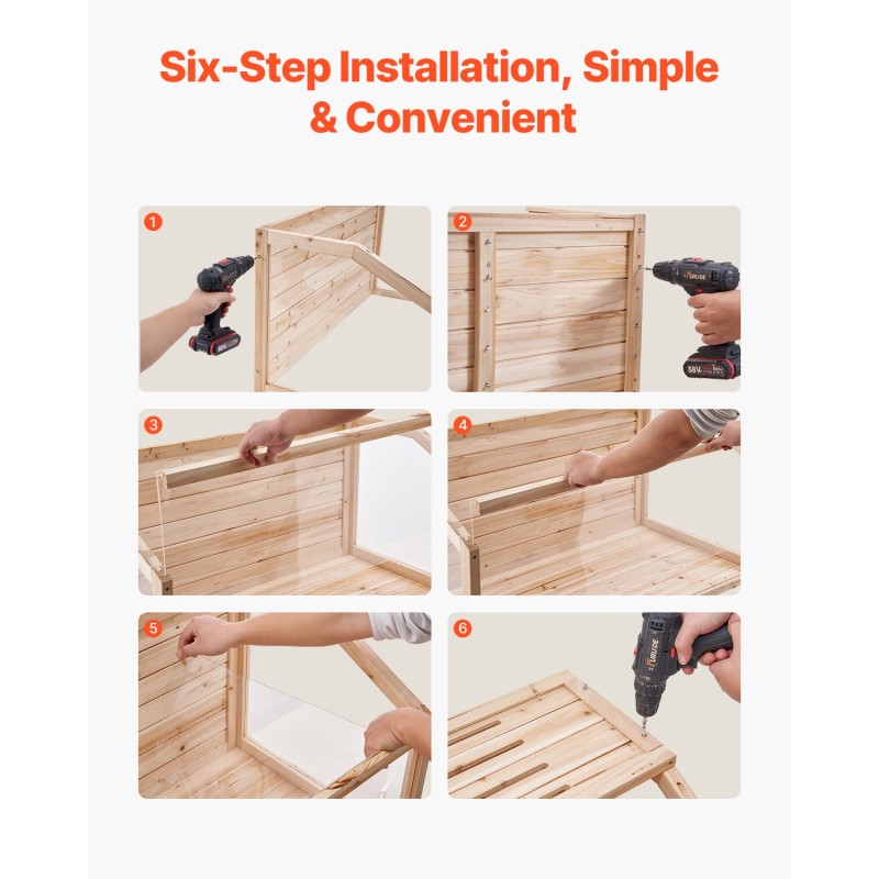 Puinen pieneläinhäkki 122×51×51 cm ylöspäin avattavalla kannella 270 asteen akryyli-ikkunalla