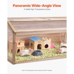 Puinen pieneläinhäkki 122×51×51 cm ylöspäin avattavalla kannella 270 asteen akryyli-ikkunalla