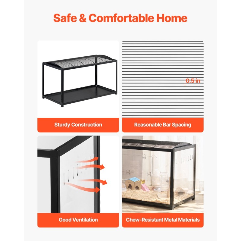 Pieneläinhäkki metallirunko akryyli PS-paneelit 96×47×55 cm hamstereille ja hiirille