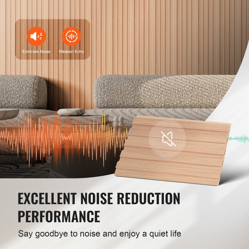 Akustiikkapaneelit puusäleiset 8 kpl 2450x166x9 mm saarni sävyinen seinä- ja kattokäyttöön