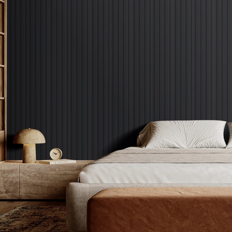 Akustiikkapaneelit puu-muovikomposiitti sisäkäyttöön 2450x166x9 mm 8 kpl mattamusta