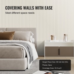 Akustiset WPC-rimapaneelit 2450x166x9 mm 8 kpl mattavalkoinen sisäseiniin ja kattoihin