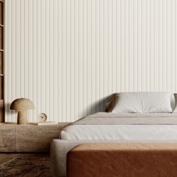 Akustiset WPC-rimapaneelit 2450x166x9 mm 8 kpl mattavalkoinen sisäseiniin ja kattoihin