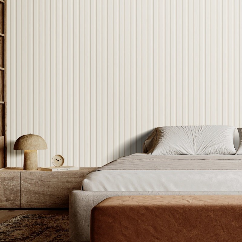 Akustiset WPC-rimapaneelit 2450x166x9 mm 8 kpl mattavalkoinen sisäseiniin ja kattoihin