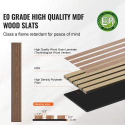 Akustiset MDF-puusälepaneelit pähkinän sävy 2400x200x21 mm 4 kpl seinä- ja kattokäyttöön