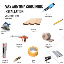 Akustiset MDF-puusälepaneelit pähkinän sävy 2400x200x21 mm 4 kpl seinä- ja kattokäyttöön