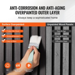 Puusäleinen akustiikkapaneeli MDF-pohjainen 2400 x 200 mm 4 kpl musta tammi seinille