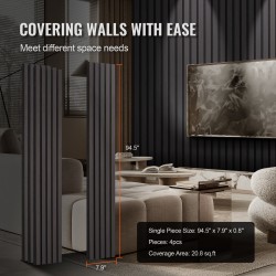 Puusäleinen akustiikkapaneeli MDF-pohjainen 2400 x 200 mm 4 kpl musta tammi seinille