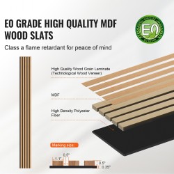 Akustiset MDF-puusälepaneelit 2400x200x21 mm 4 kpl vaalea tammi sisätiloihin