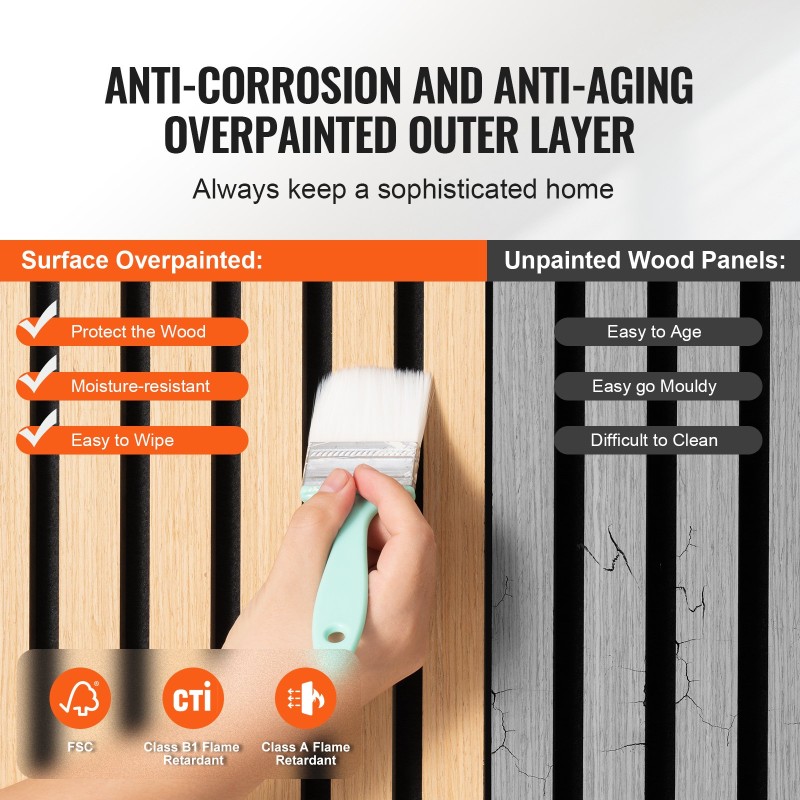 Akustiikkapaneelit MDF 1200x600 mm 4 kpl vaalea tammi seinä ja katto