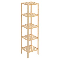 Bambuhylly 5-tasoinen kapea 147 cm korkea avohylly monikäyttöinen kotiin kylpyhuoneeseen