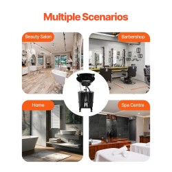 Siirrettävä hiustenpesuallas säädettävä korkeus sähköpumppu kaksi ämpäriä kaksi suihkupäätä viemäriletku musta