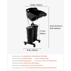 Siirrettävä hiustenpesuallas säädettävä korkeus sähköpumppu kaksi ämpäriä kaksi suihkupäätä viemäriletku musta