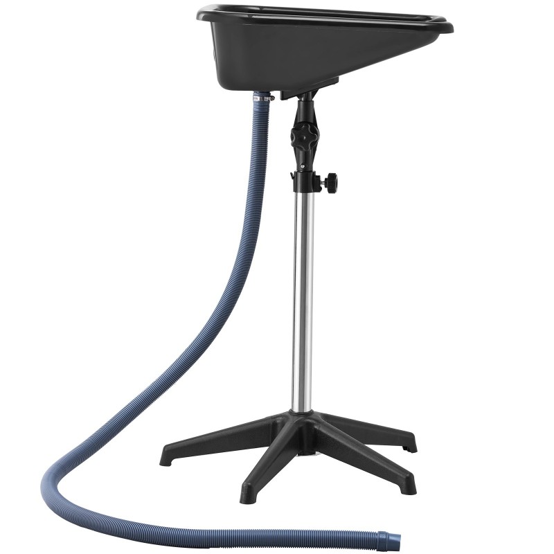 Seisova hiustenpesuallas säädettävä korkeus 89–126 cm kallistuskulma 1,8 m poistoletku