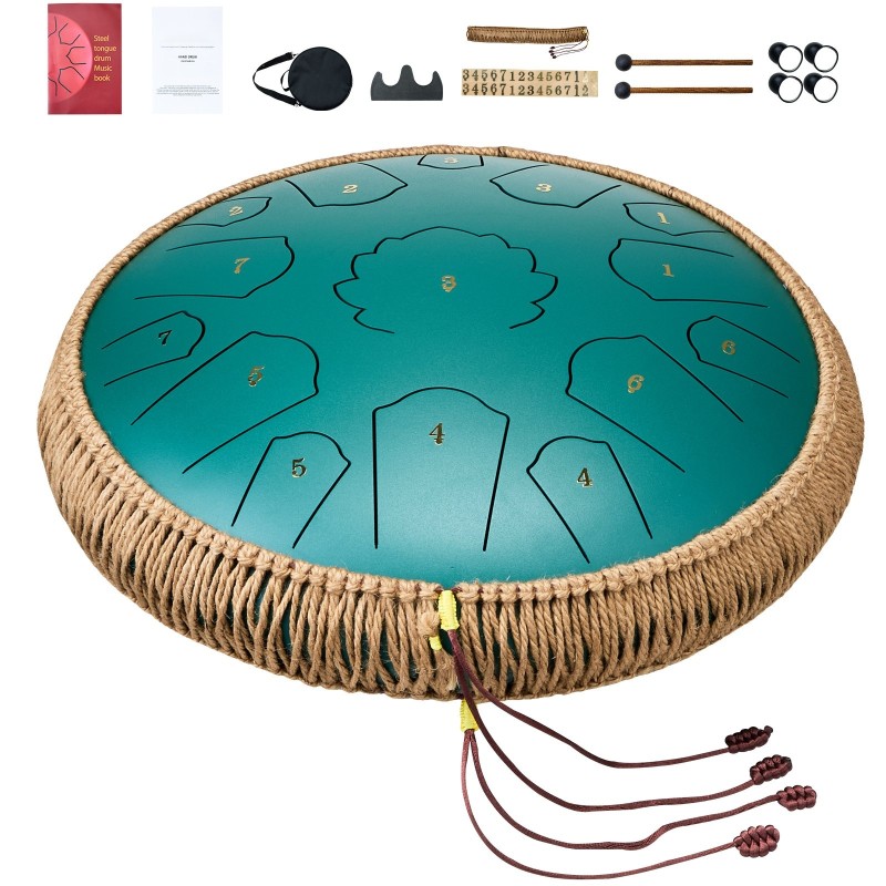 Teräskielirumpu hiiliteräs 14-tuumainen 15 säveltä D-duuri vihreä puutarha jooga