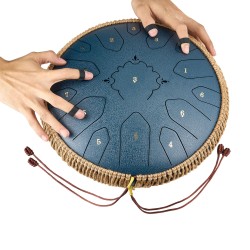 Teräksinen kielirumpu 33 cm 15 säveltä D-duuri tummansininen meditaatioon