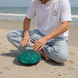 Teräskielirumpu terässeosta 6-tuumainen 11-kielinen D-duuri vihreä meditaatioon ja joogaan